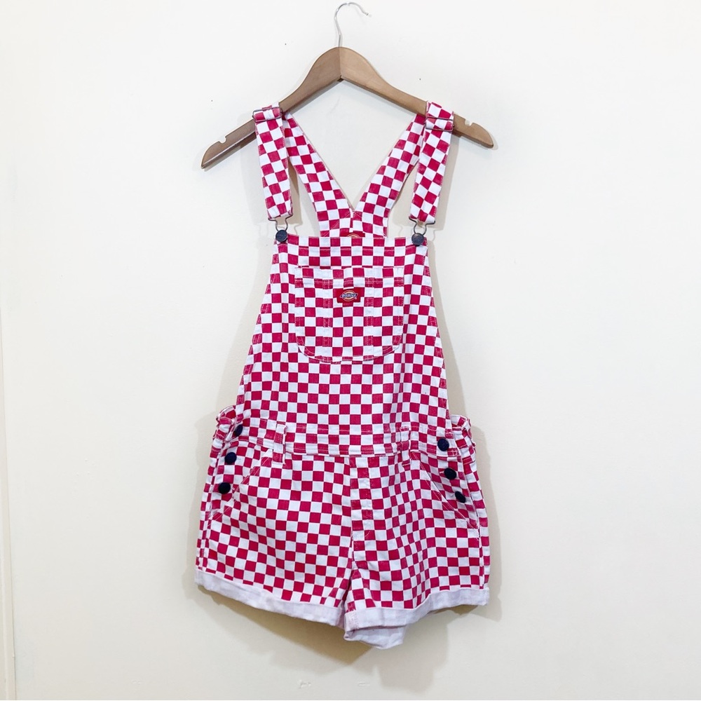Dickies Checked Short Overalls Large
